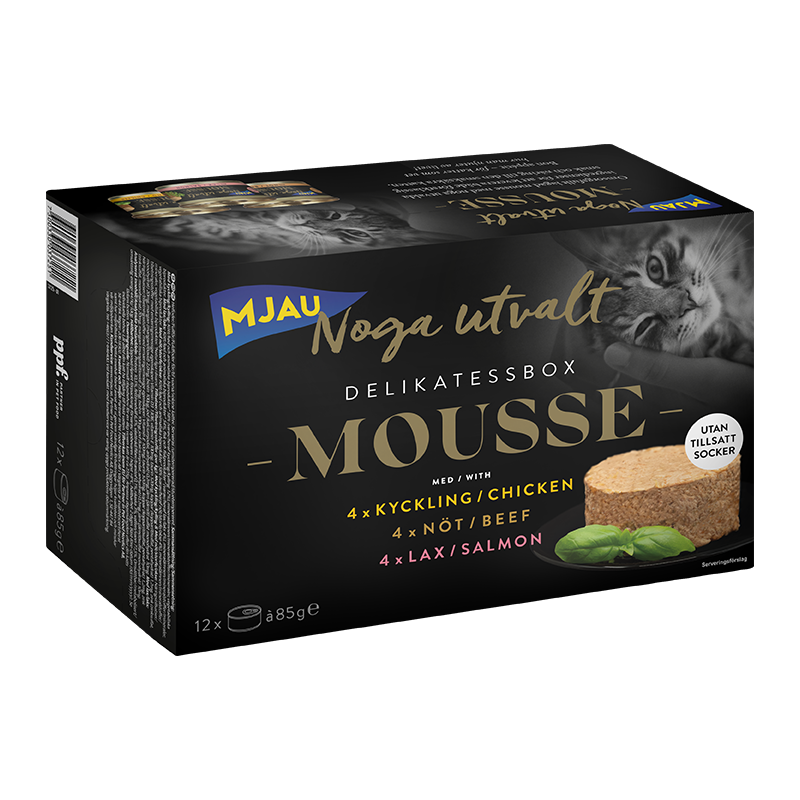 Mjau Noga utvalt mousse, sisältää nautaa
