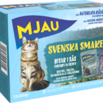 Mjau multibox svenska smaker – 12 portionspåsar bitar i sås med fisksmak
