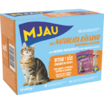 Mjau multibox – 12 portionspåsar bitar i sås med köttsmak